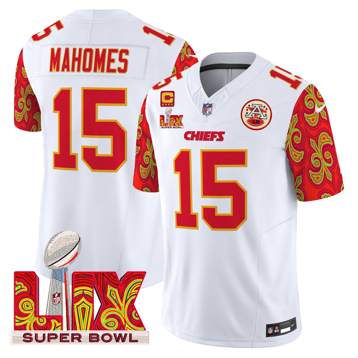 Men's Chiefs Super Bowl LIX Style Vapor Limited Jersey - All Stitched - White - Patrick Mahomes — view 1