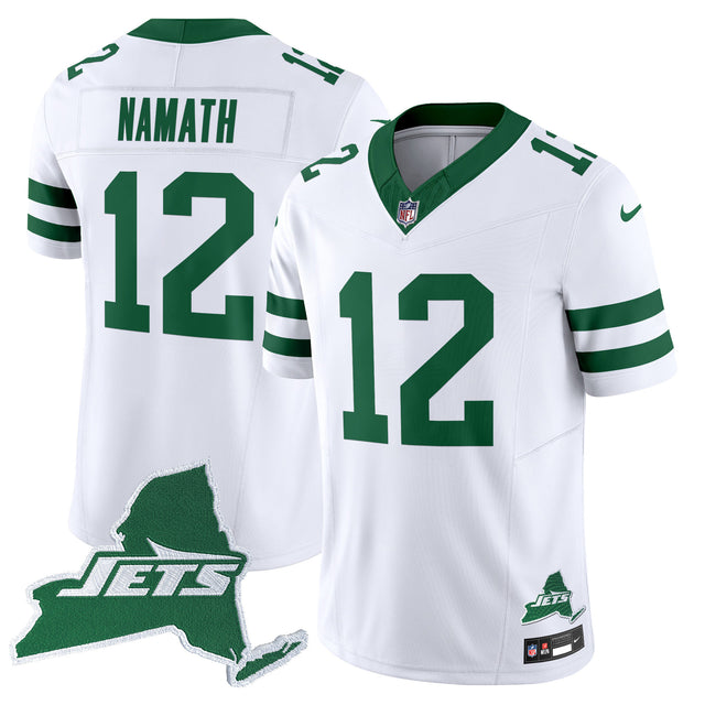 Men's New York Jets Home Patch Vapor Legacy Limited Jersey - All Stitched - White - Joe Namath — view 1