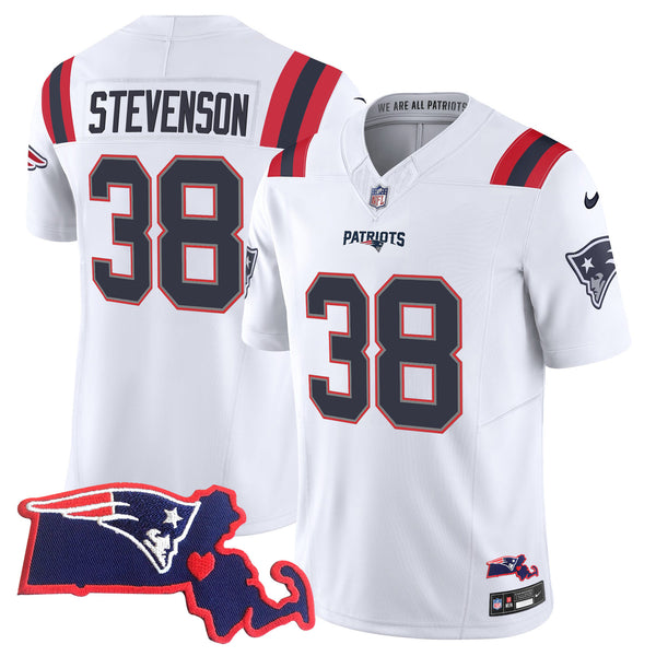 Women's Patriots Bill Belichick SB 36, 38, 39, 49, 51 Champions Vapor Jersey - All Stitched - White - Rhamondre Stevenson — view 1
