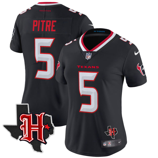 Women's Houston Texans 2024 Texas Patch Vapor Limited Jersey V5 - All Stitched - Navy - Jalen Pitre — view 1