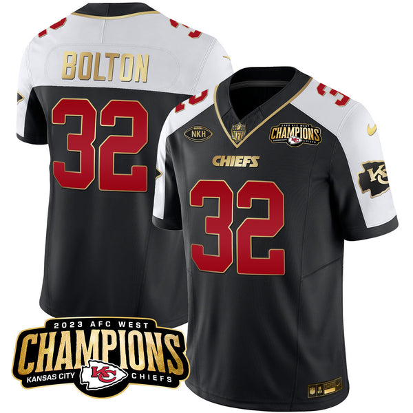 Men's Chiefs 2023 AFC West Champions Patch Vapor Limited Jersey - All Stitched - Black Alternate - Nick Bolton — view 1