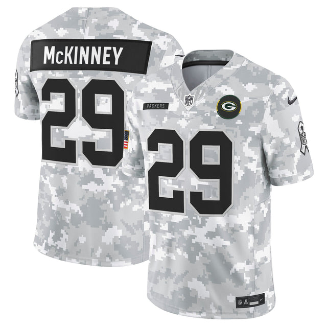 Men's Green Bay Packers 2025 Salute to Service Vapor Limited Jersey - All Stitched - Arctic Camo - Xavier McKinney — view 1