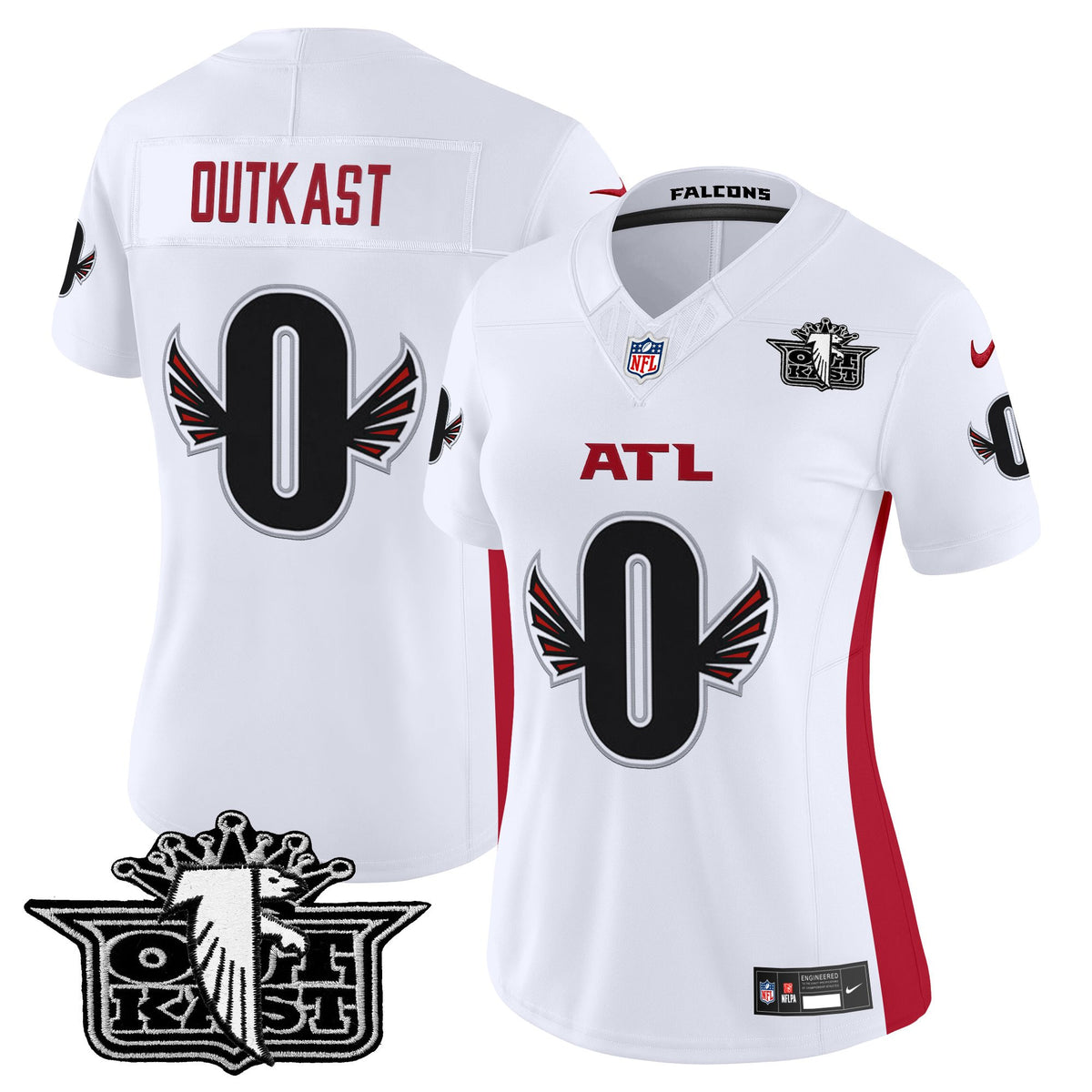 Women's Outkast x Atlanta Falcons 2025 Vapor Limited Jersey - All Stitched - White - #0 OutKast — view 1