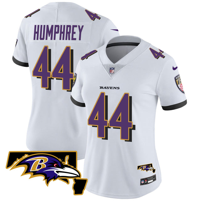 Women's Ravens Maryland Patch Vapor Limited Jersey - All Stitched - White - Marlon Humphrey — view 1