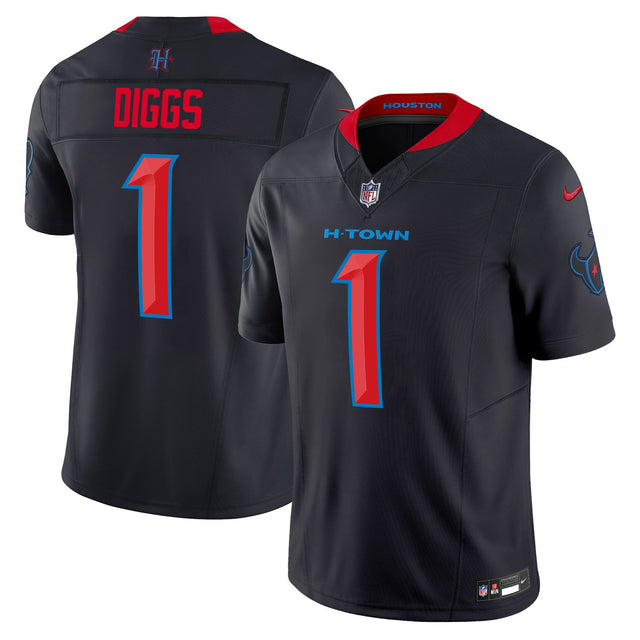 Men's Houston Texans 2024 Vapor Limited Jersey V2 - All Stitched - Navy Limited - Stefon Diggs — view 1