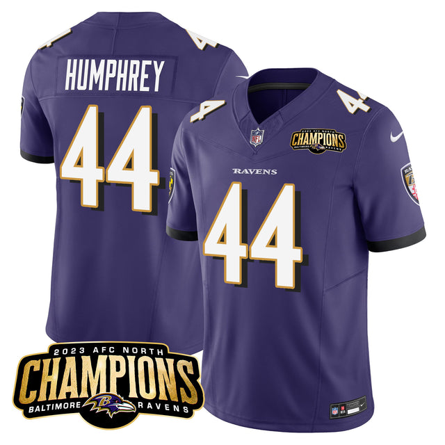 Men's Ravens 2023 AFC North Champions Patch Vapor Limited Jersey - All Stitched - Purple - Marlon Humphrey — view 1
