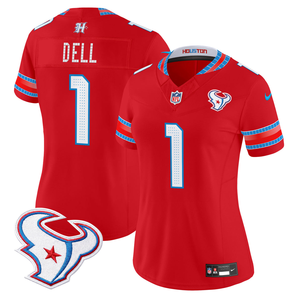 Women's Houston Texans 2026 Rivalries Vapor Limited Jersey - All Stitched - Red - Tank Dell — view 1