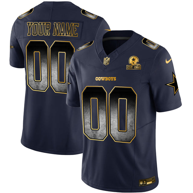 Cowboys Arch Smoke Vapor Custom Jersey - All Stitched - Navy — view 1