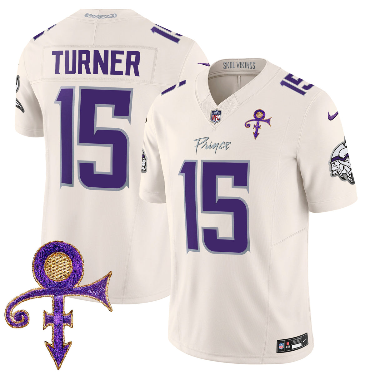 Men's Minnesota Vikings 2024 Prince Vapor Limited Jersey - All Stitched - Cream - Dallas Turner — view 1