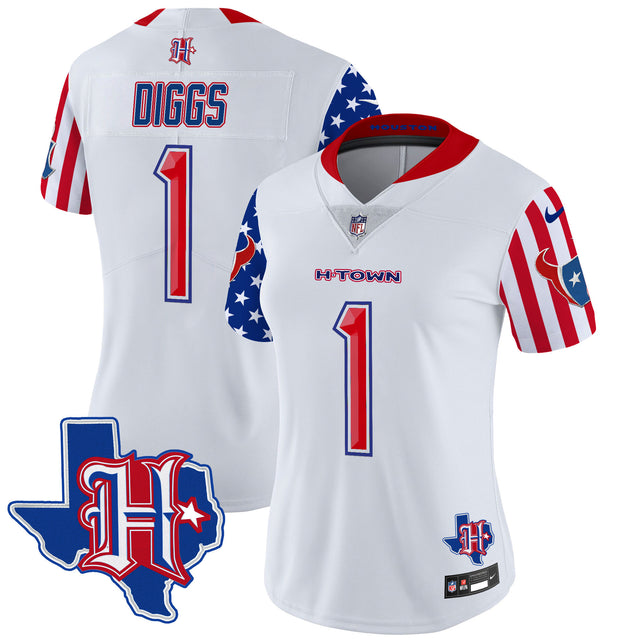 Women's Houston Texans American Style Vapor Limited Jersey - All Stitched - White - Stefon Diggs — view 1