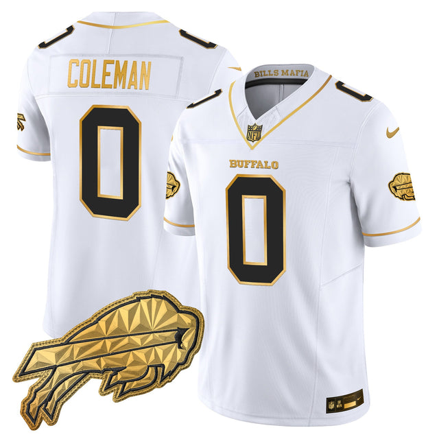 Men's Buffalo Bills 2025 Rivalries Gold Vapor Limited Jersey - All Stitched - White Gold - Keon Coleman — view 1