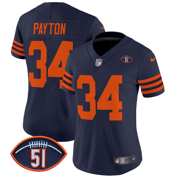 Women's Chicago Bears Dick Butkus Patch Throwback Vapor Limited Jersey - All Stitched - Navy - Walter Payton — view 1