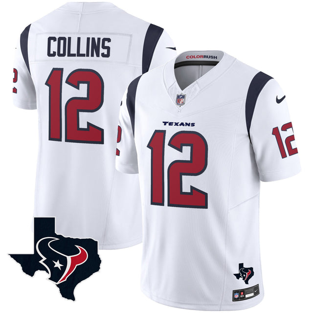Men's Houston Texans Color Rush Legend Vapor Jersey V2 - All Stitched - White - Nico Collins — view 1