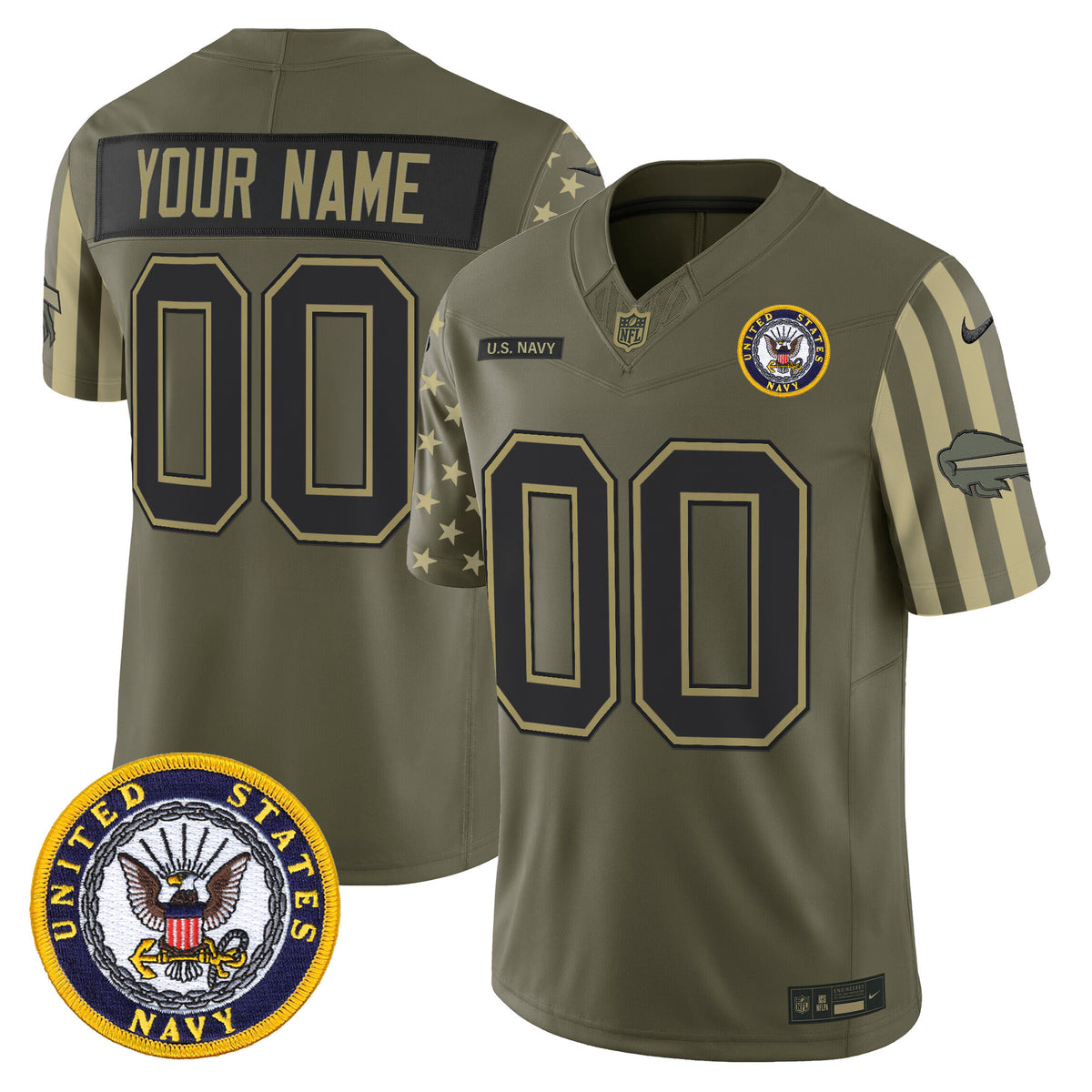 Buffalo Bills x U.S. Military Veteran Vapor Limited Custom Jersey - All Stitched - Navy — view 1
