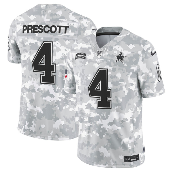 Men's Dallas Cowboys 2024 Salute to Service Vapor Limited Jersey - All stitched - Arctic Camo - Dak Prescott — view 1