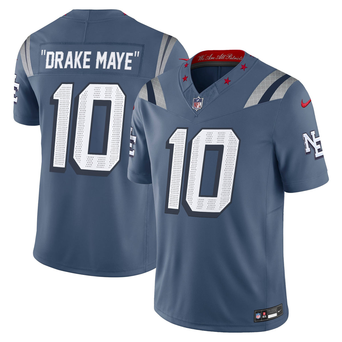 Men's New England Patriots 2025 Vapor Limited Jersey - All Stitched - Storm Blue - Drake Maye — view 1