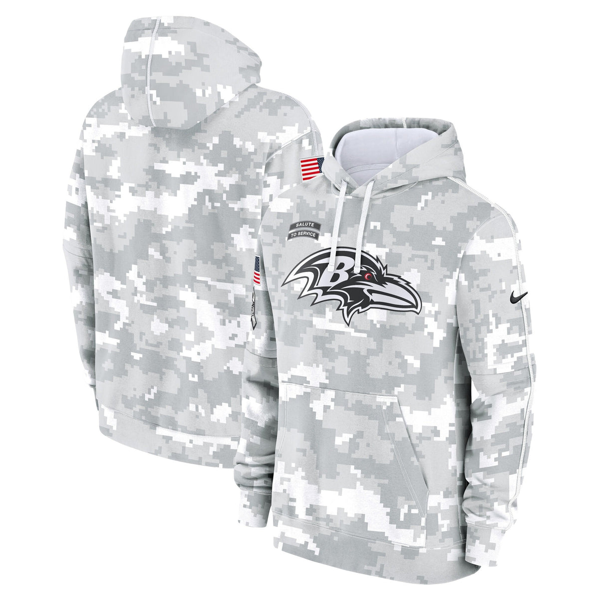Baltimore Ravens 2024 Salute to Service Pullover Hoodie - Arctic Camo - All Stitched - Arctic Camo ~6963116 — view 1