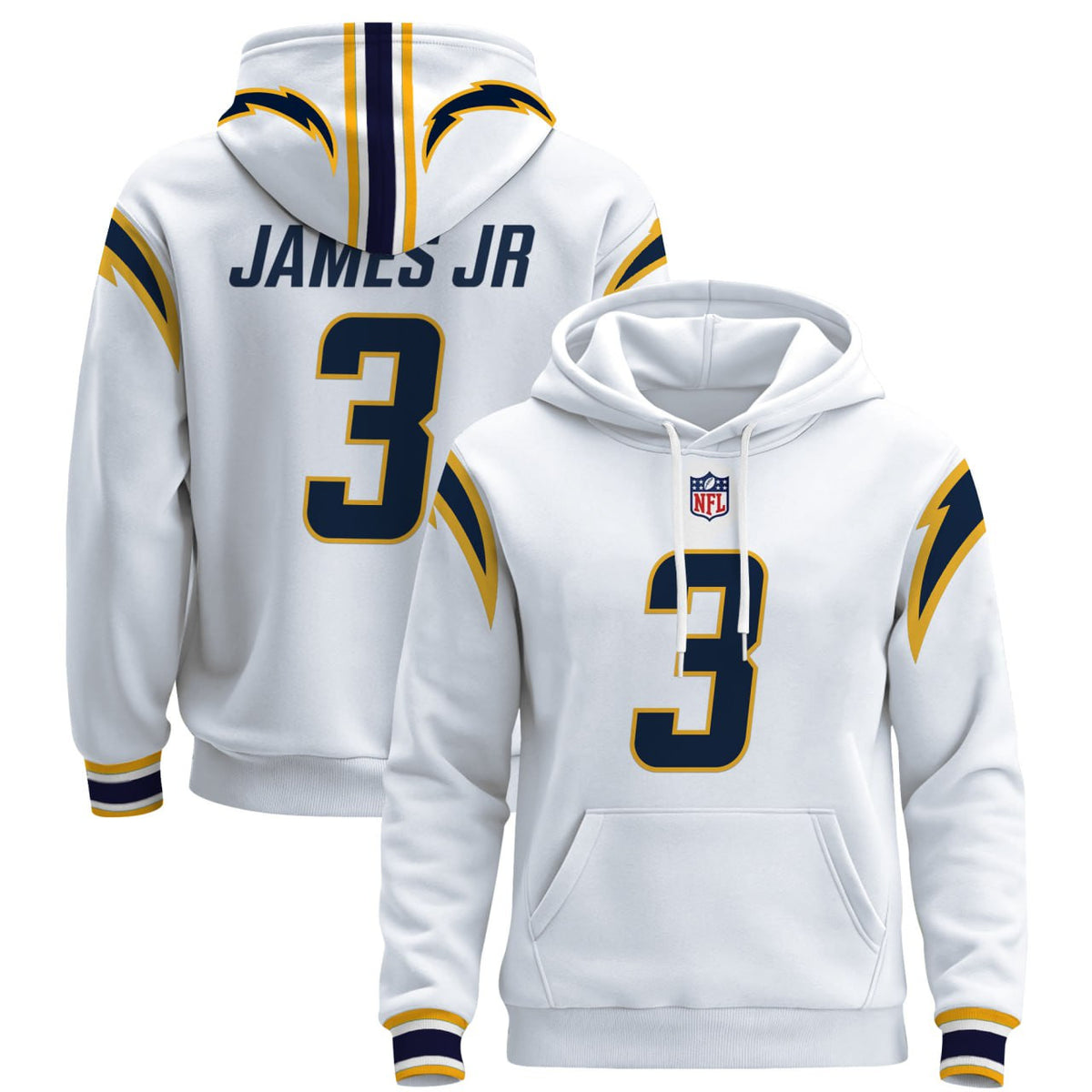Derwin James Jr. Los Angeles Chargers White Pullover Hoodie - All Stitched - White — view 1