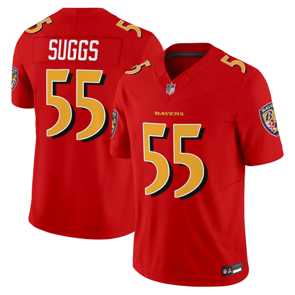 Terrell Suggs #55 Baltimore Ravens Red Jersey - All Stitched - Terrell Suggs — view 1