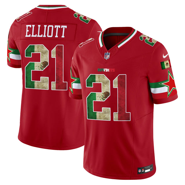 Men's Dallas Cowboys Mexico Vapor Limited Jersey V3 - All Stitched - Red - Ezekiel Elliott — view 1