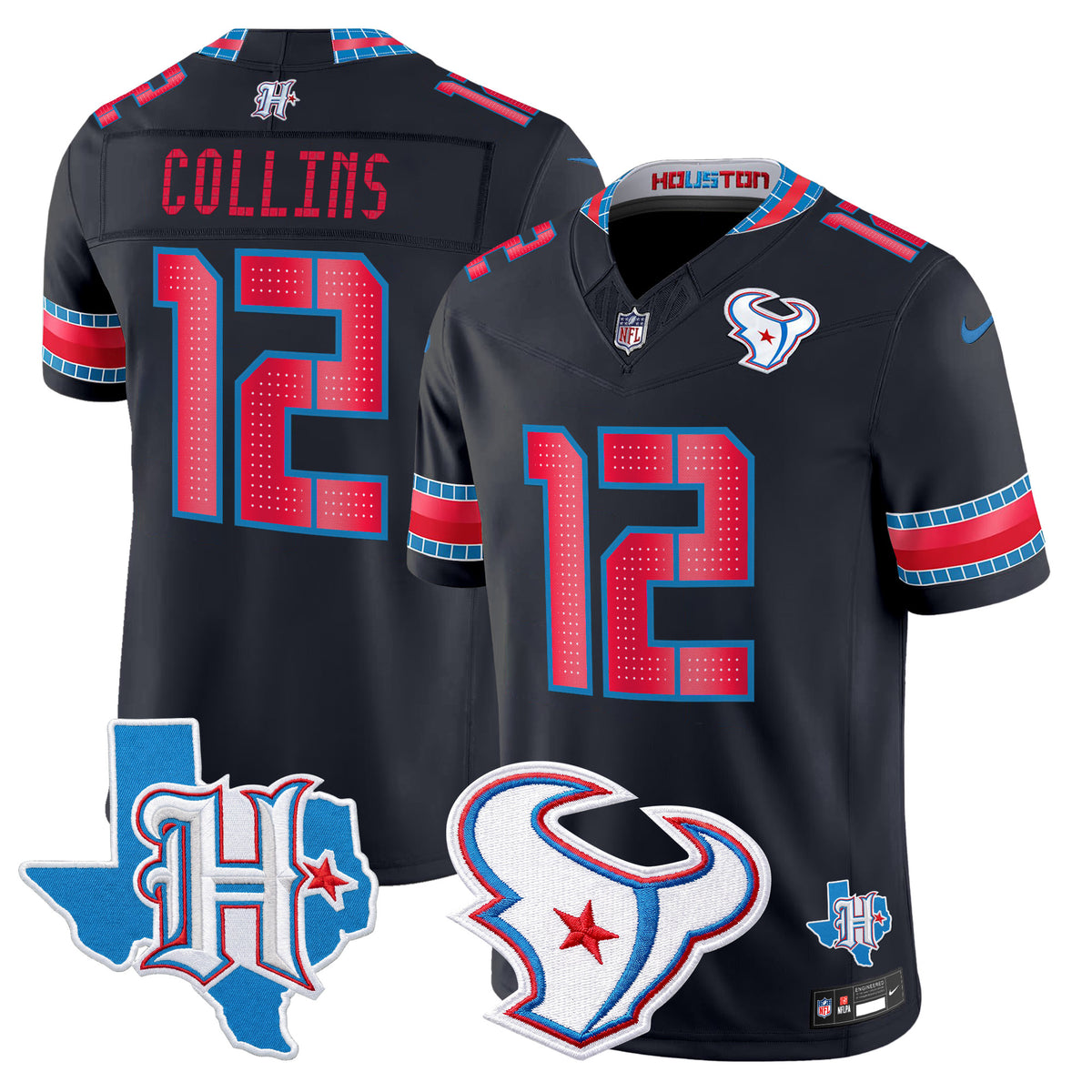 Men's Houston Texans 2026 Rivalries Vapor Limited Jersey - Texas Patch - All Stitched - Navy - Nico Collins — view 1