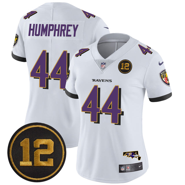 Women's Ravens Jacoby Jones Patch Vapor Limited Jersey - All Stitched - White - Marlon Humphrey — view 1