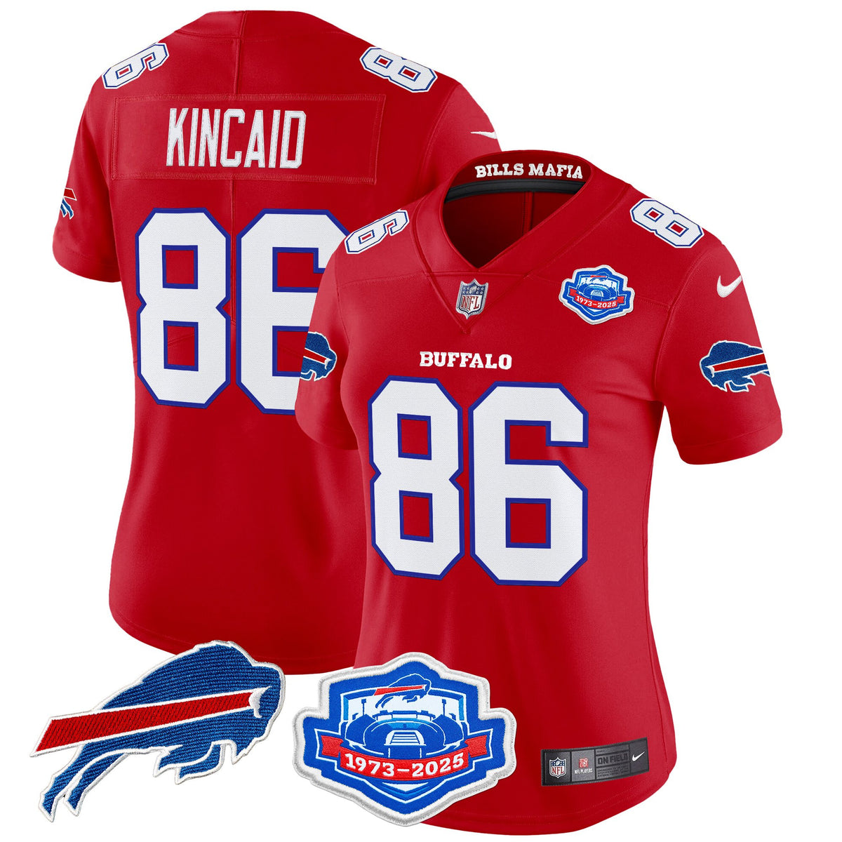 Women's Buffalo Bills 2025 Rivalries Vapor Limited Jersey - Farewell Season Patch - All Stitched - Red - Dalton Kincaid — view 1