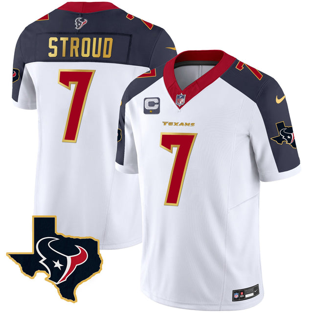 Men's Houston Texans Gold Trim Vapor Jersey - All Stitched - Inverted - C.J. Stroud — view 1