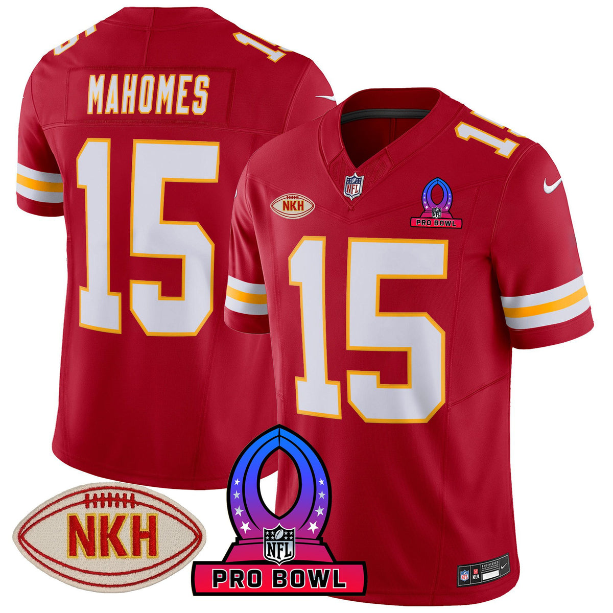 Men's Chiefs 2024 Pro Bowl Patch Vapor Jersey - All Stitched - Red - Patrick Mahomes — view 1