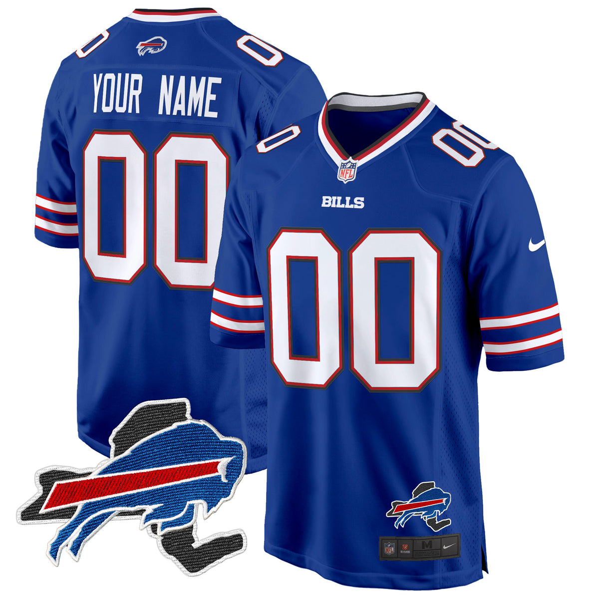 Buffalo Bills New York Patch Game Custom Jersey - All Stitched - Royal — view 1