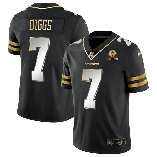 Men's Cowboys Vapor Gold Jersey - All Stitched - Black Limited - Trevon Diggs — view 1