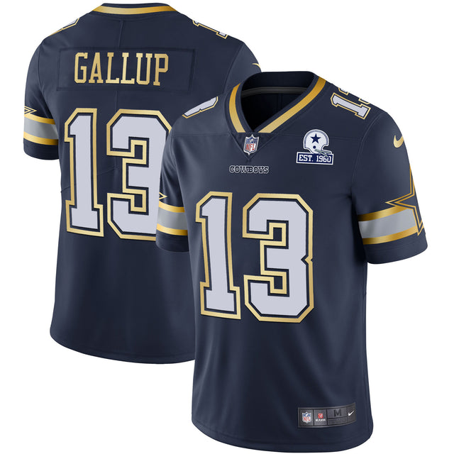 Men's Cowboys Vapor Gold Jersey - All Stitched - Navy Gold - Michael Gallup — view 1