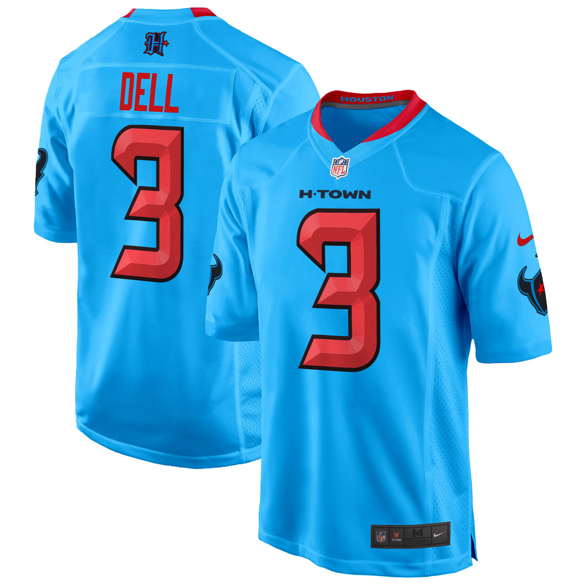 Men's Houston Texans 2024 Game Jersey - All Stitched - Blue - Tank Dell — view 1