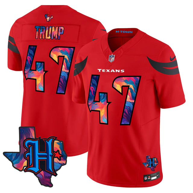 Men's Houston Texans 2024 Special Vapor Limited Jersey - All Stitched - Red - Donald Trump — view 1