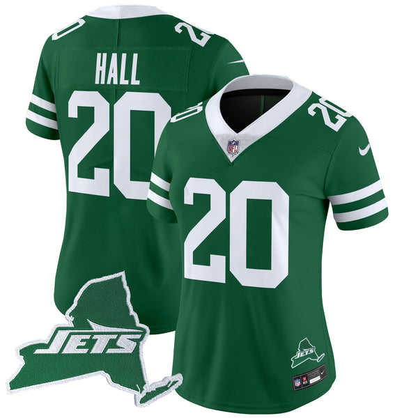 Women's New York Jets Home Patch Vapor Legacy Limited Jersey - All Stitched - Green - Breece Hall — view 1