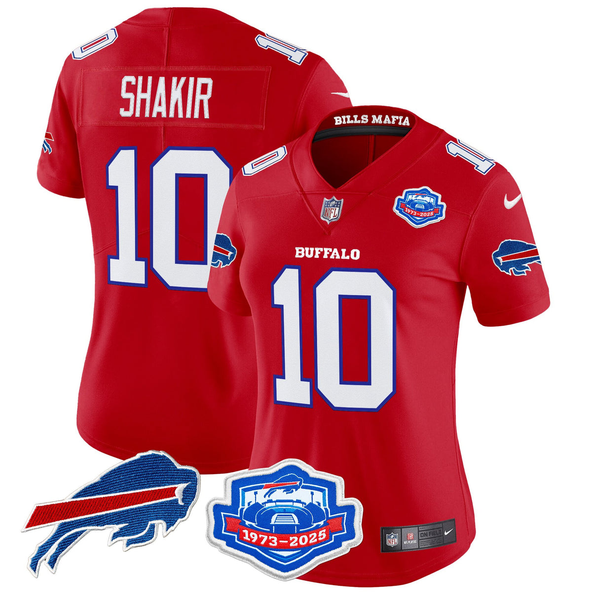 Women's Buffalo Bills 2025 Rivalries Vapor Limited Jersey - Farewell Season Patch - All Stitched - Red - Khalil Shakir — view 1