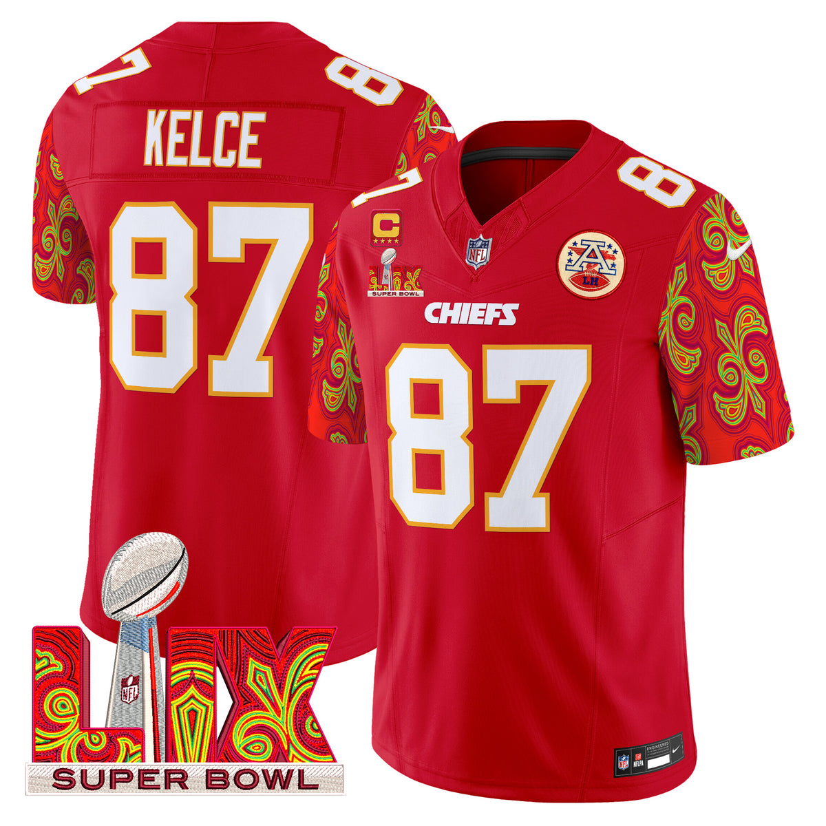 Men's Chiefs Super Bowl LIX Style Vapor Limited Jersey - All Stitched - Red - Travis Kelce — view 1