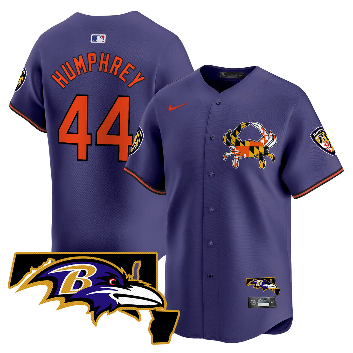 Men's Baltimore Ravens 2024 Vapor Premier Baseball Jersey - All Stitched - Purple - Marlon Humphrey — view 1