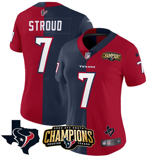 Houston Texans 2023 AFC South Champions Patch Split Vapor Jersey - All Stitched - C.J. Stroud — view 1