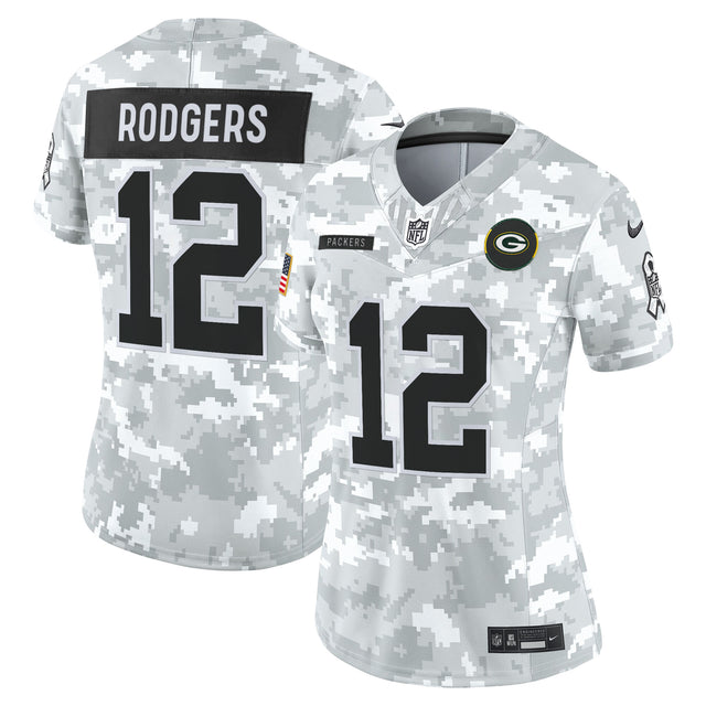 Women's Green Bay Packers 2025 Salute to Service Vapor Limited Jersey - All Stitched - Arctic Camo - Aaron Rodgers — view 1