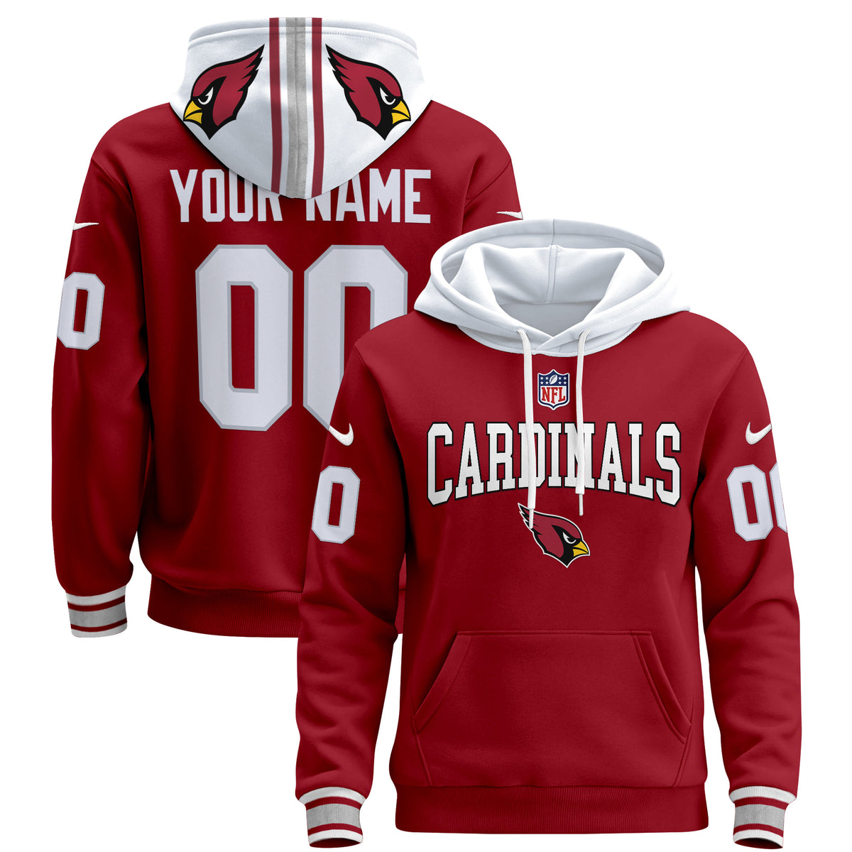 Arizona Cardinals 2024 Custom Pullover Hoodie V2 - All Stitched - Red — view 1