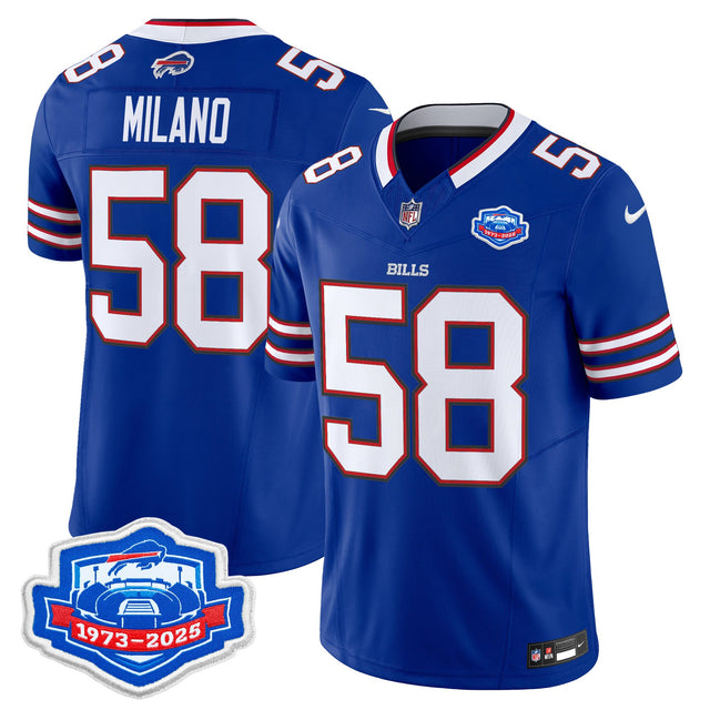 Men's Buffalo Bills 2025 Farewell Season Patch Vapor Limited Jersey - All Stitched - Royal - Matt Milano — view 1