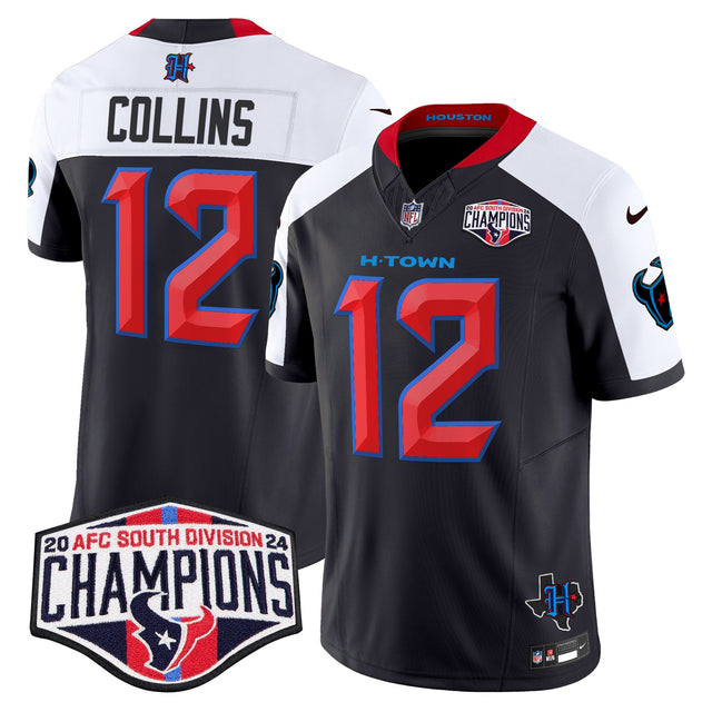 Men's Houston Texans 2024 AFC South Division Champions Patch Vapor Limited Jersey - All Stitched - Navy Alternate - Nico Collins — view 1