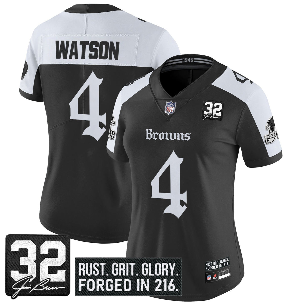 Women's Cleveland Browns 'Gothic Dawg Shadows Drop' Vapor Limited Jersey - All Stitched — view 1