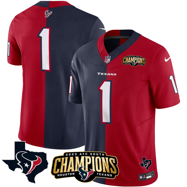 Houston Texans 2023 AFC South Champions Patch Split Vapor Jersey - All Stitched - #1 Team — view 1