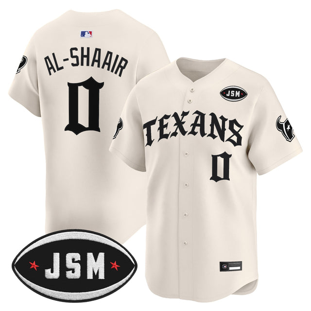 Men's Houston Texans 'Old English Edition' Vapor Premier Limited Jersey - All Stitched - Cream - Azeez Al-Shaair — view 1
