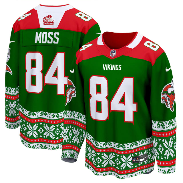 Men's Minnesota Vikings 2024 Christmas Premier Breakaway Jersey - All Printed - Green - Randy Moss — view 1