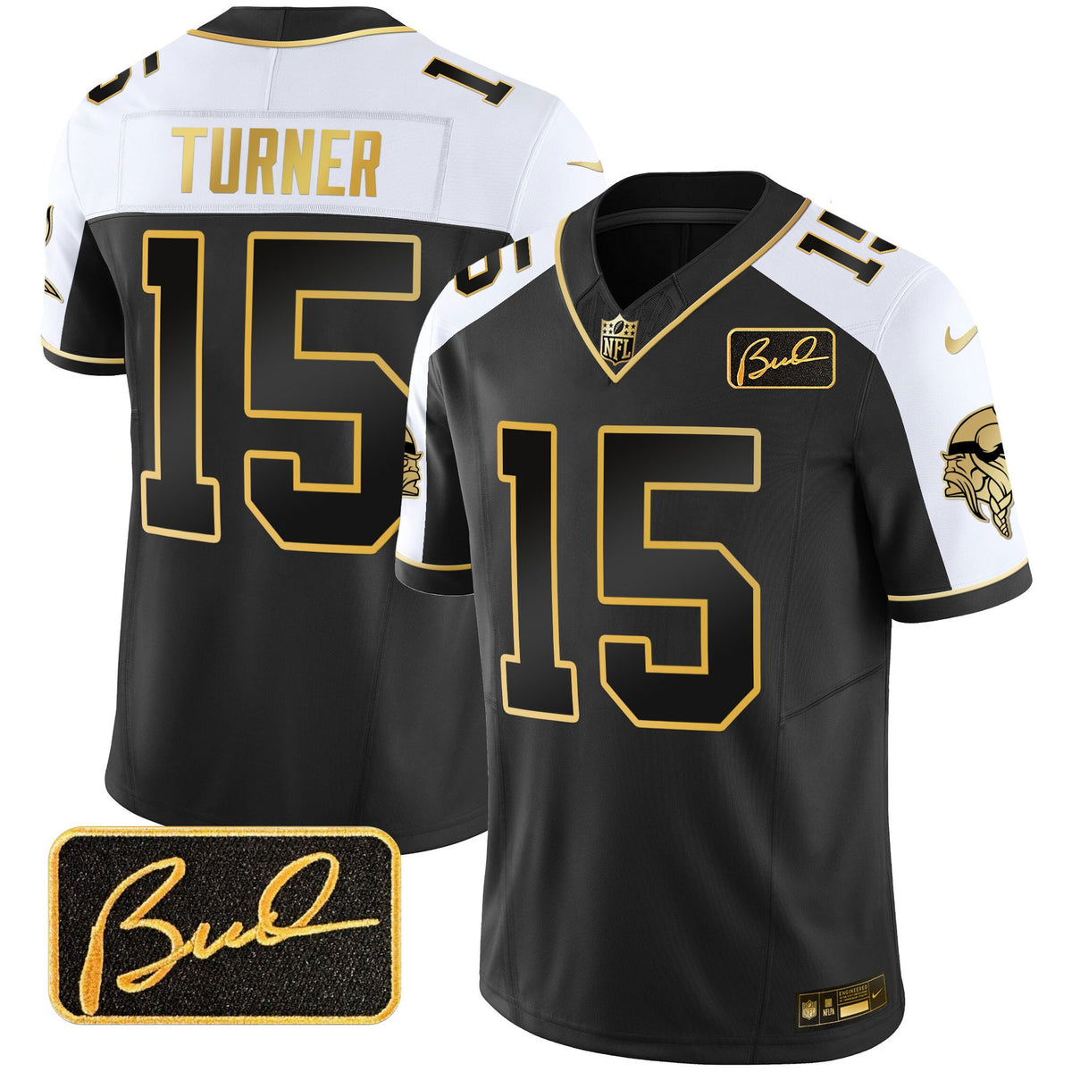 Men's Vikings Bud Grant Patch Gold Limited Jersey V2 - All Stitched - Alternate - Dallas Turner — view 1