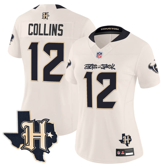 Women's Houston Texans x Cactus Jack Vapor Limited Jersey - All Stitched - Cream - Nico Collins — view 1