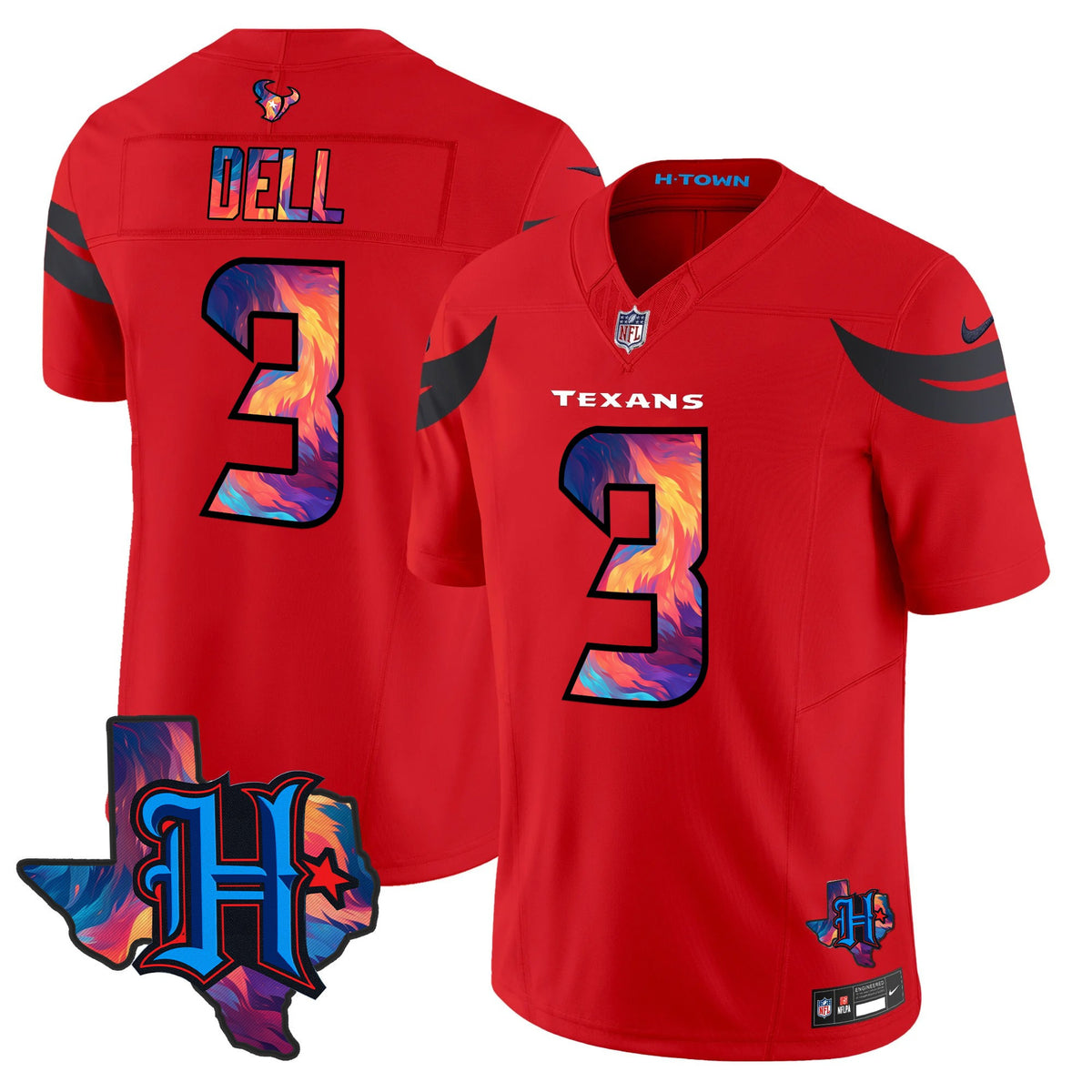 Men's Houston Texans 2024 Special Vapor Limited Jersey - All Stitched - Red - Tank Dell — view 1